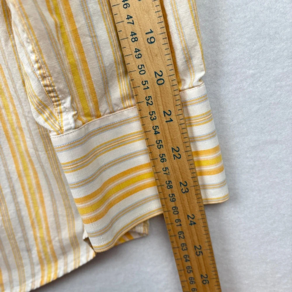Banana Republic Mens Large Linen Cotton Stripe Button Down Shirt